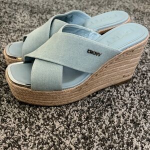 DKNY Sky Blue Espadrille Wedges
